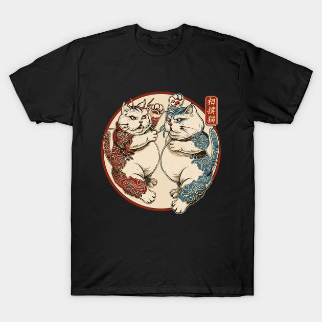 Japanese Sumo Wrestling Cats Men Women Kids T-Shirt by Apocatnipse Meow